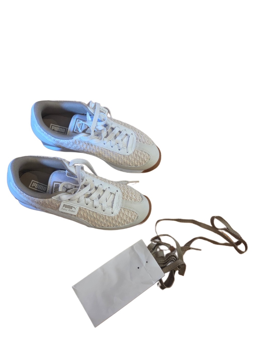 Puma Women’s Cream and White Woven Lace-Up Sneakers - Picture 5 of 13